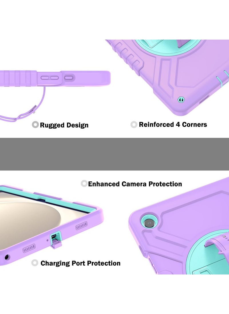 VKL - for Galaxy Tab A9 Plus Case(SM-X210/X215/X216,Released 2023), Shockproof Kids Case with Built-in Silicone Hand Strap/Shoulder Strap/Swivel Kickstand for Galaxy Tab A9+ 10.9in(Purple+Blue) - Image 1
