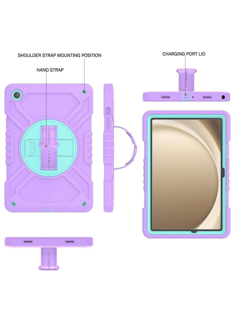 VKL - for Galaxy Tab A9 Plus Case(SM-X210/X215/X216,Released 2023), Shockproof Kids Case with Built-in Silicone Hand Strap/Shoulder Strap/Swivel Kickstand for Galaxy Tab A9+ 10.9in(Purple+Blue) - Image 1