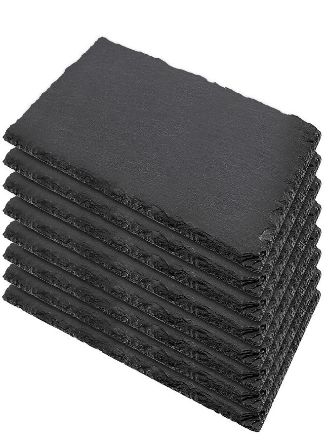 MUKLEI 8 PCS 10 x 4.7 Inch Black Slate Cheese Boards, Black Slate Serving Platter with Natural Edge, Slate Stone Serving Tray for Cheese, Charcuterie, Sushi, Appetizers - Image 1