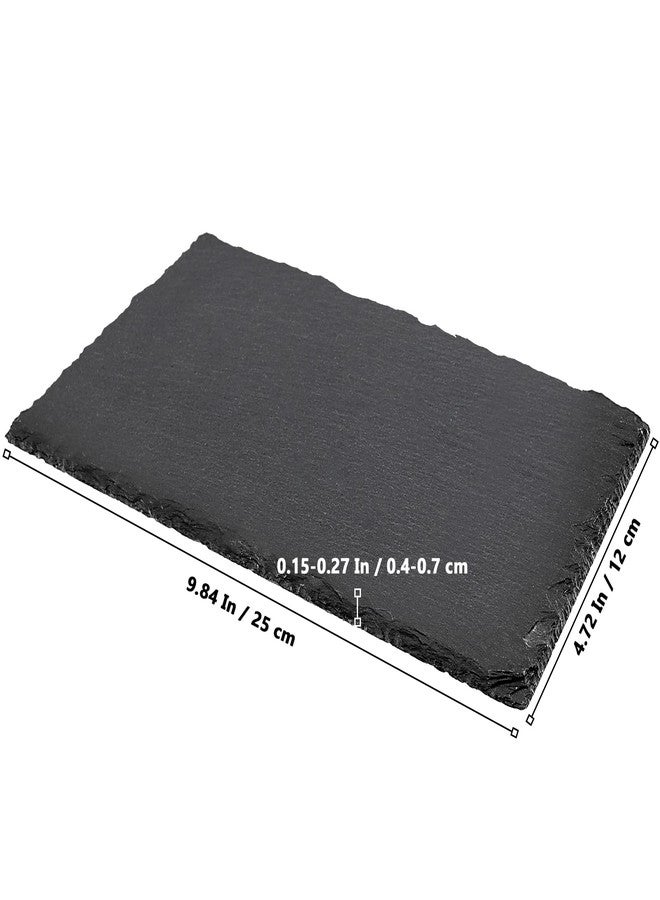 MUKLEI 8 PCS 10 x 4.7 Inch Black Slate Cheese Boards, Black Slate Serving Platter with Natural Edge, Slate Stone Serving Tray for Cheese, Charcuterie, Sushi, Appetizers - Image 2