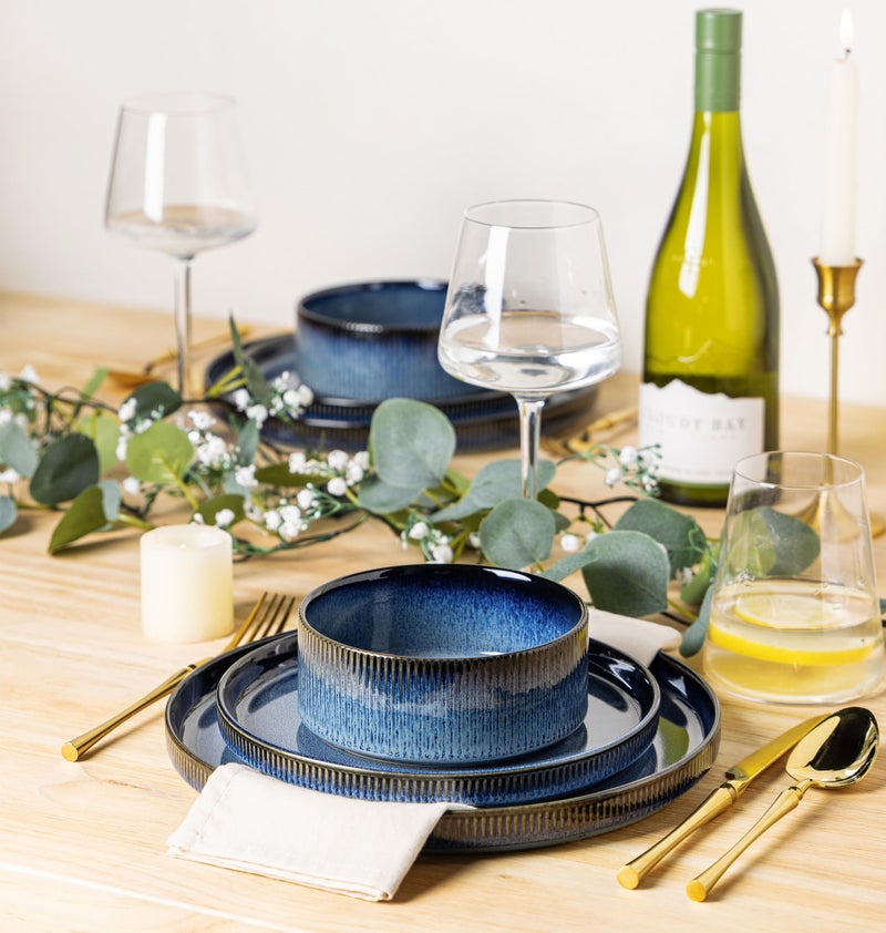 TheTerra Ceramic Dinnerware Sets for 8, 24 Pieces Porcelain Lightweight Speckled Plates and Bowls Sets, Scratch Resistant Dish Set, Oven & Microwave & Dishwasher Safe, Starry Blue - Image 5