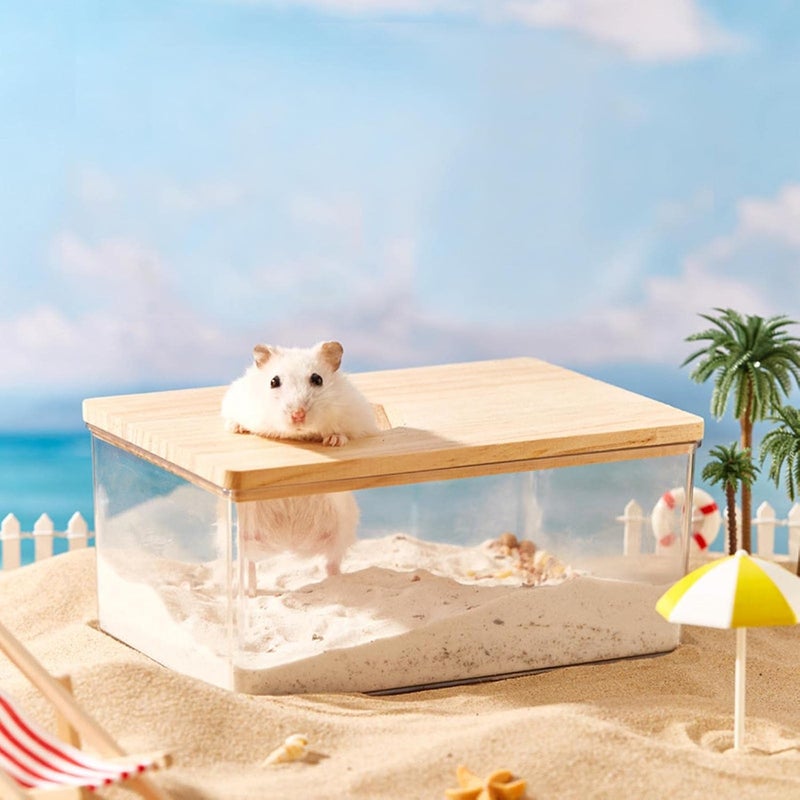 Hamster Transparent Bath Container Pet Sand Box Acrylic Material Removable Lid Multi-Functional Toilet Suitable for Small Cleaning - Image 3