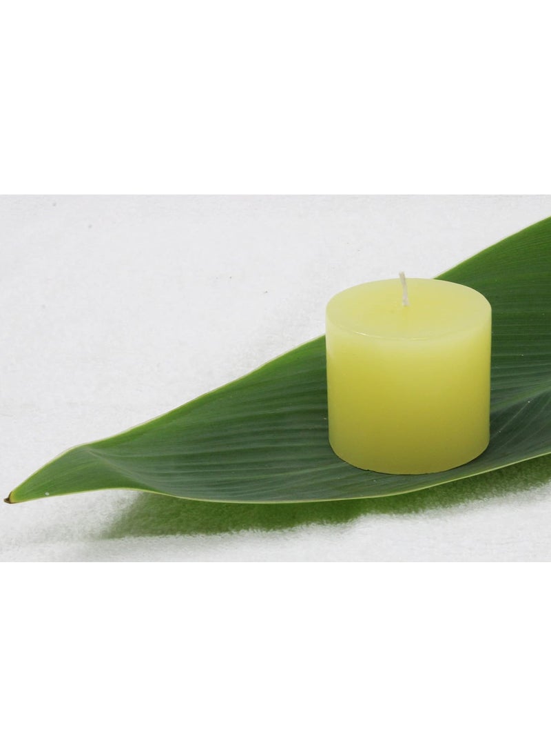 atorakushon atorakushon Pillar Candle Lemon Scented Set of 4 Luxury Candles Smoke Free for Wedding Birthday Party Home Decoretion Spa Christmas Aromatherapy [Sunglow Yellow]  - Image 4
