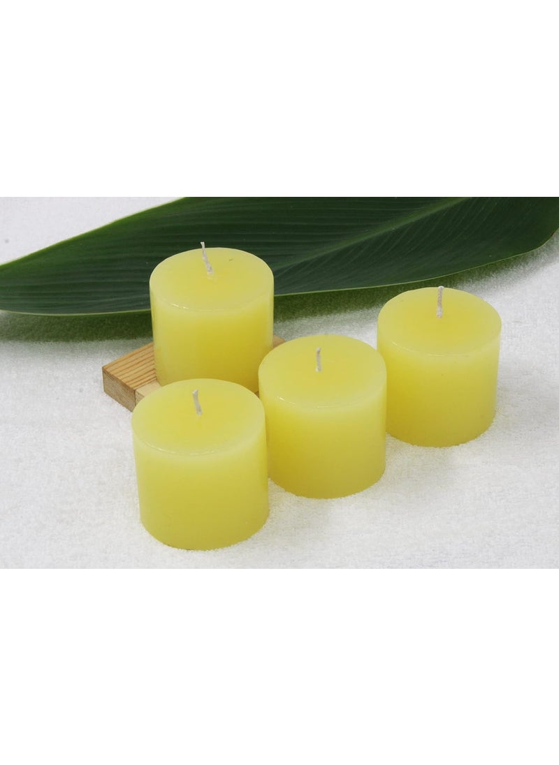 atorakushon atorakushon Pillar Candle Lemon Scented Set of 4 Luxury Candles Smoke Free for Wedding Birthday Party Home Decoretion Spa Christmas Aromatherapy [Sunglow Yellow]  - Image 1