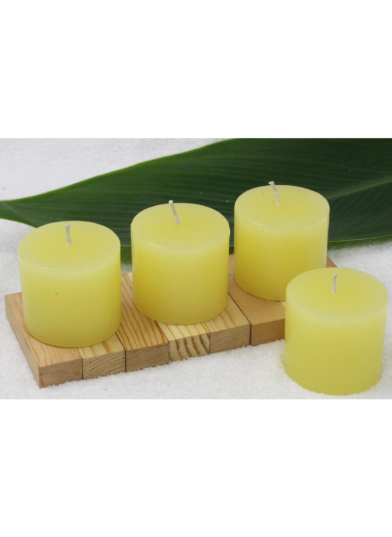 atorakushon atorakushon Pillar Candle Lemon Scented Set of 4 Luxury Candles Smoke Free for Wedding Birthday Party Home Decoretion Spa Christmas Aromatherapy [Sunglow Yellow]  - Image 2
