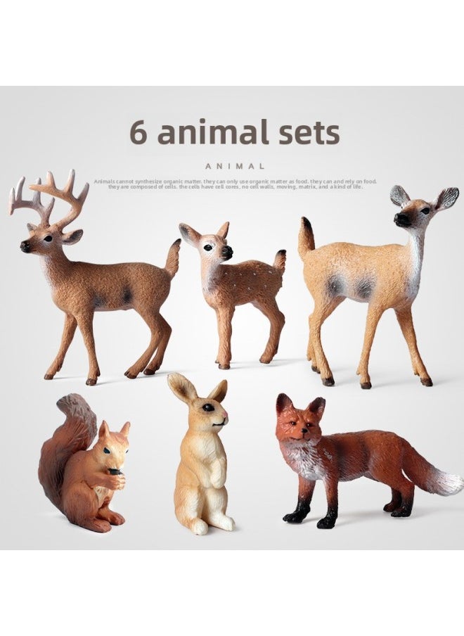 Generic - Simulation Solid White-tailed Deer Squirrel Fox Rabbit Wild Jungle Moving Suit Model Children's Toys-Color:White-tailed Deer Squirrel Red Fox Rabbit 6 Sets - Image 1
