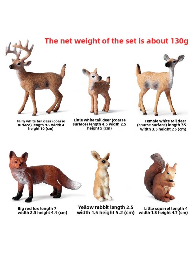 Generic - Simulation Solid White-tailed Deer Squirrel Fox Rabbit Wild Jungle Moving Suit Model Children's Toys-Color:White-tailed Deer Squirrel Red Fox Rabbit 6 Sets - Image 1