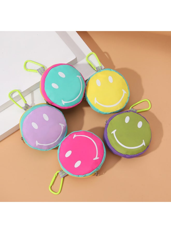 Cartoon Candy Color Smiley Face Mini Solid Color Key Bag Pendant Coin Storage Bag Trendy For Men Women-Color:Double Purple - Image 2