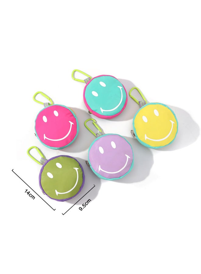 Cartoon Candy Color Smiley Face Mini Solid Color Key Bag Pendant Coin Storage Bag Trendy For Men Women-Color:Double Purple - Image 3