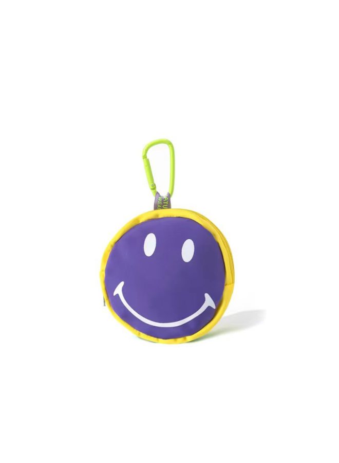 Cartoon Candy Color Smiley Face Mini Solid Color Key Bag Pendant Coin Storage Bag Trendy For Men Women-Color:Double Purple - Image 1