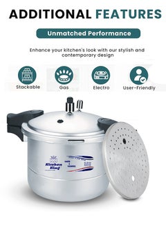 Kitchen King Kitchen King Blaze 11L Pressure Cooker & Steamer – Heavy Duty Aluminium, GRS Safety Valve, Ergonomic Heat-Resistant Handles, Gas & Electric Stove Compatible  - Image 3