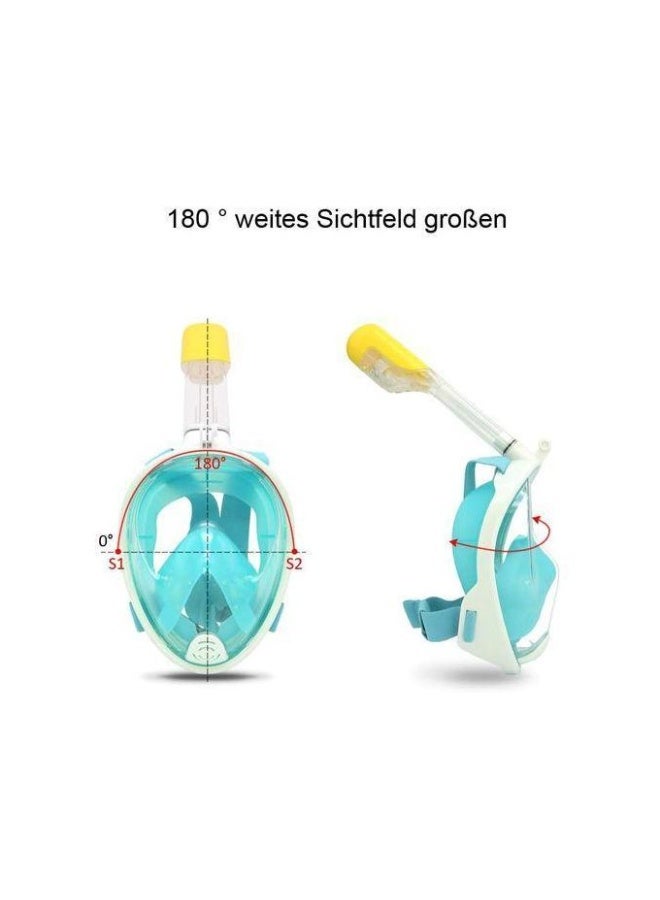 Full Face Snorkel Mask, 180° Panoramic View, Turquoise - 7586/6 - Image 2