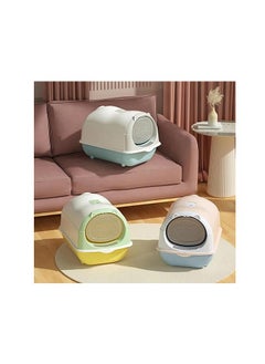 HAPPY PUSS Cat litter box enclosed, large cat sand box, litter tray for indoor, open top with carbon filter, odor control. kitten toilet, with cat litter scoop, detachable with front door flap.  - Image 4