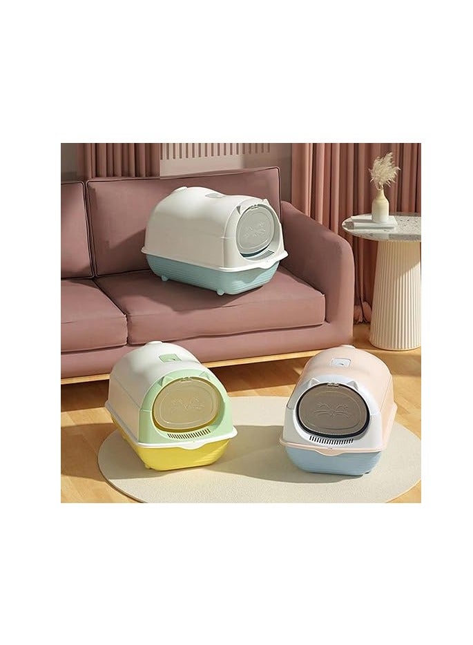 HAPPY PUSS Cat litter box enclosed, large cat sand box, litter tray for indoor, open top with carbon filter, odor control. kitten toilet, with cat litter scoop, detachable with front door flap. - Image 4