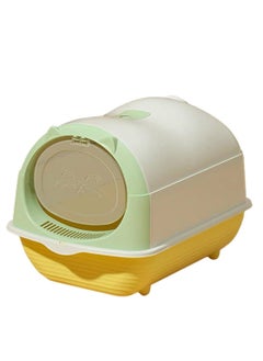 HAPPY PUSS Cat litter box enclosed, large cat sand box, litter tray for indoor, open top with carbon filter, odor control. kitten toilet, with cat litter scoop, detachable with front door flap.  - Image 5