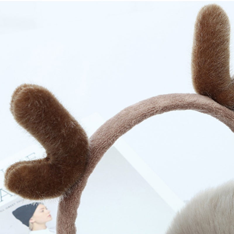 Antler Earmuffs: Adjustable Stretchable Headband Soft Comfortable Touch Winter Accessory - Premium Quality Cold Wind Protection Stylish Cute Design for Outdoor Activities Adult Children Winter Gift - Image 4