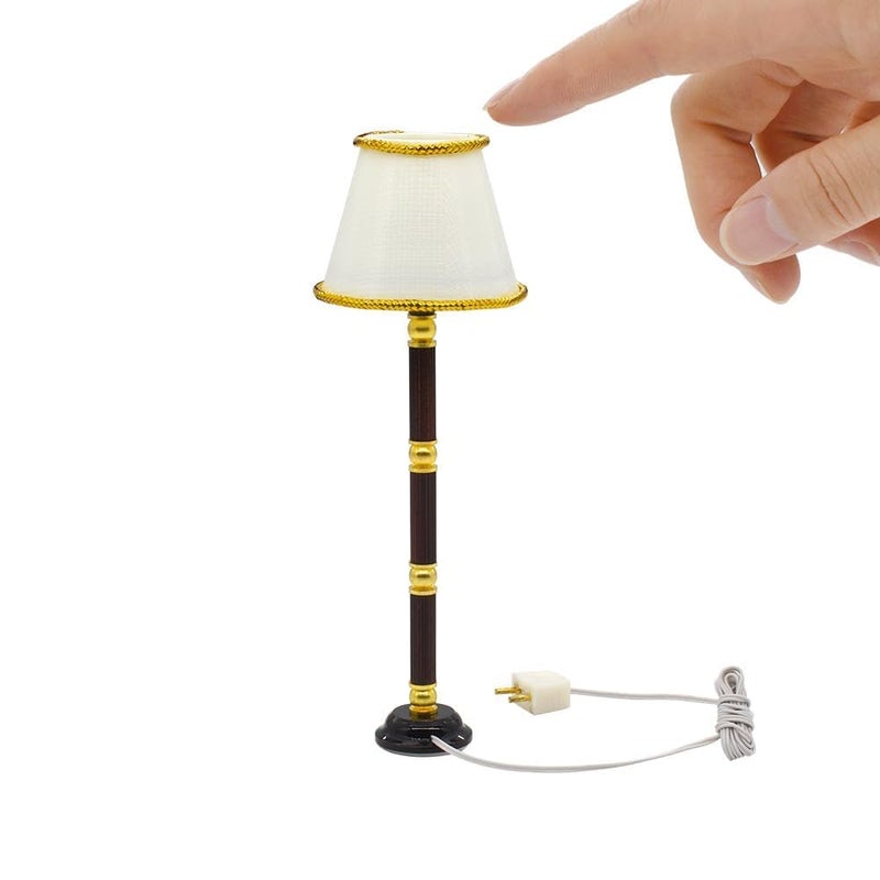 iLAND 112 Scale Accessories of Dollhouse Lights Classic Miniature Lamp wPlug for Dollhouse Decoration Neoclassical Mini Flooring Lamp - Image 3