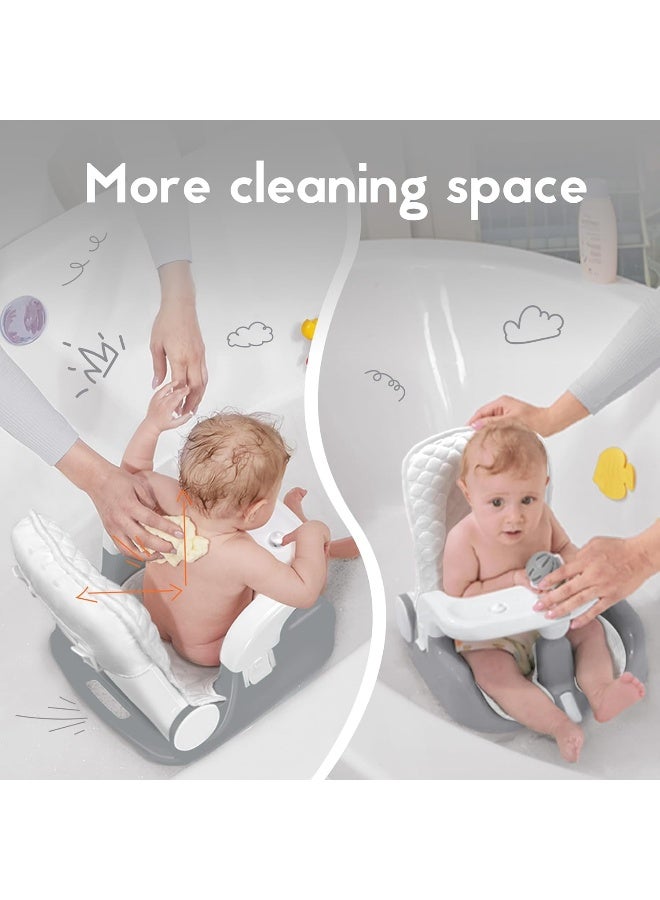 BabyBond Baby Bath Seat with Sitting & Lying 2 Modes, 3-Speed Adjustment, Powerful Suction Cups, Infant Bathtub Chair with Soft and Comfortable Towel, Folding and Hanging - Image 4