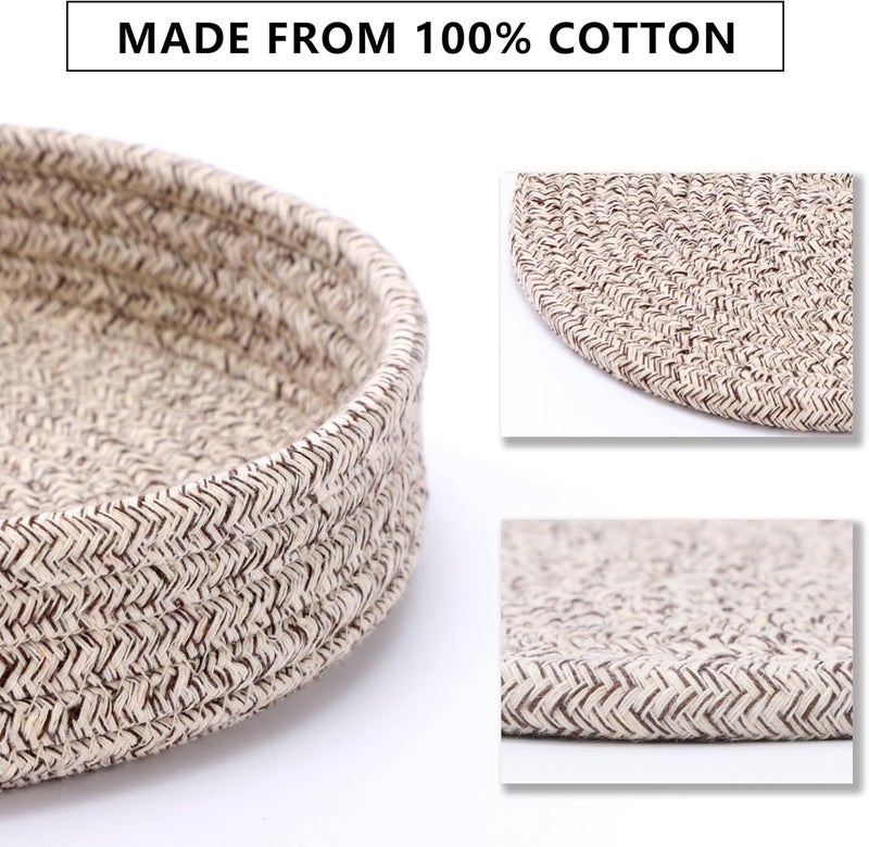 Coga Trivets for Hot Dishes Trivets for Hot Pots and Pans 7 Inchs Hot Pads 5 Pcs and Storage Basket for Countertops Pot Holders for Kitchen Cotton Table Protector Hot Mats Heat Resistant Brown - Image 3