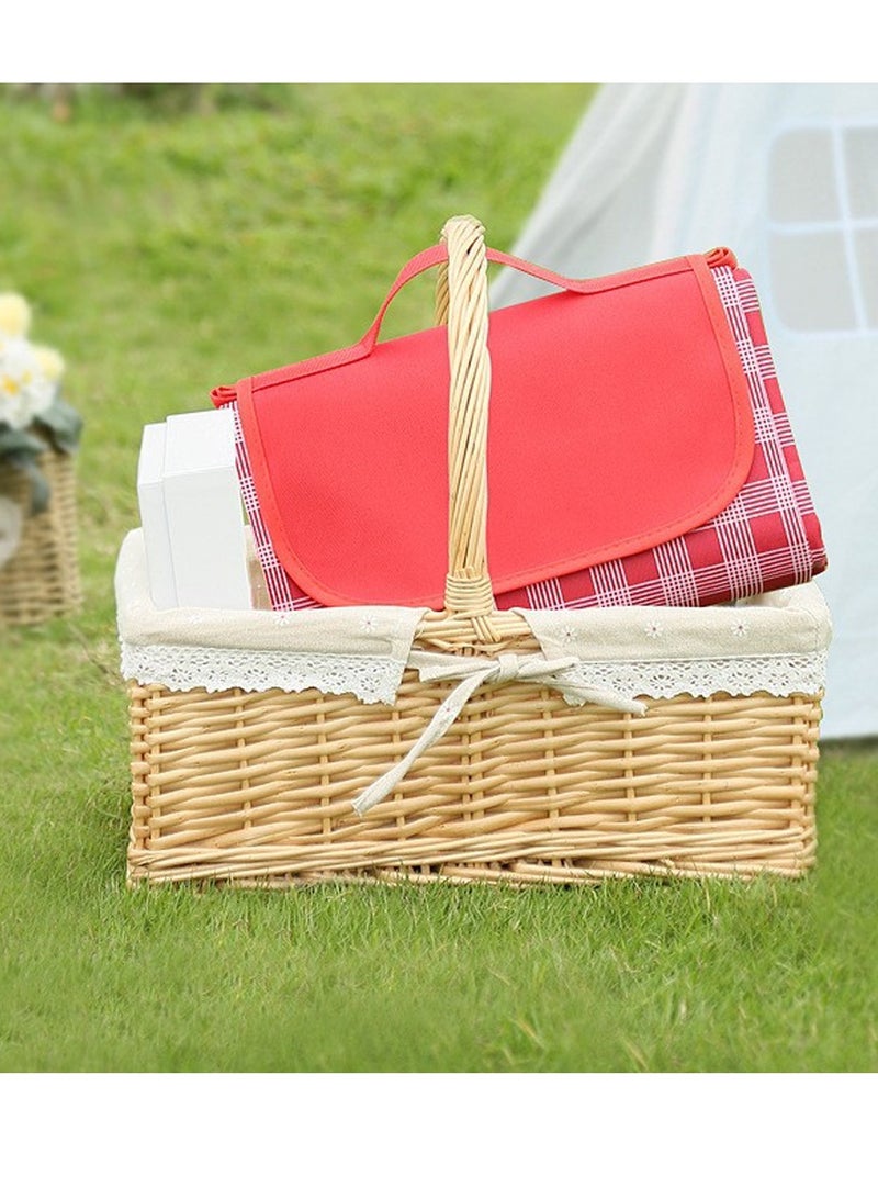 Generic Outdoor Picnic Blanket, Foldable Waterproof Sand Mat, Extra Large Picnic Blanket 60" x 80" for Beach Camping Hiking Travel Park Grass Outdoor BBQ（Red）  - Image 3