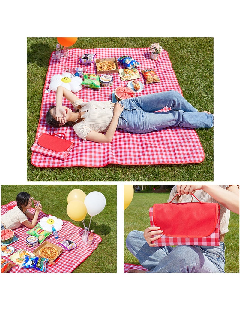 Generic Outdoor Picnic Blanket, Foldable Waterproof Sand Mat, Extra Large Picnic Blanket 60" x 80" for Beach Camping Hiking Travel Park Grass Outdoor BBQ（Red）  - Image 5
