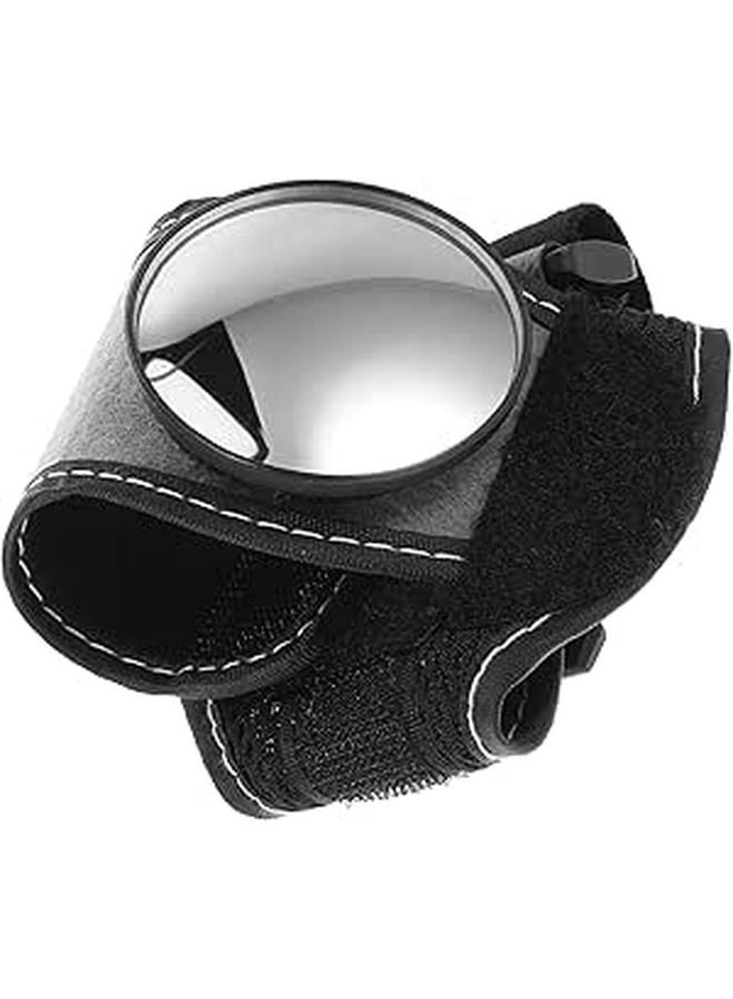 Cycling Rearview Arm Mirror with Wrist Strap Black Convex for Road Mountain Bike Safety - Image 1