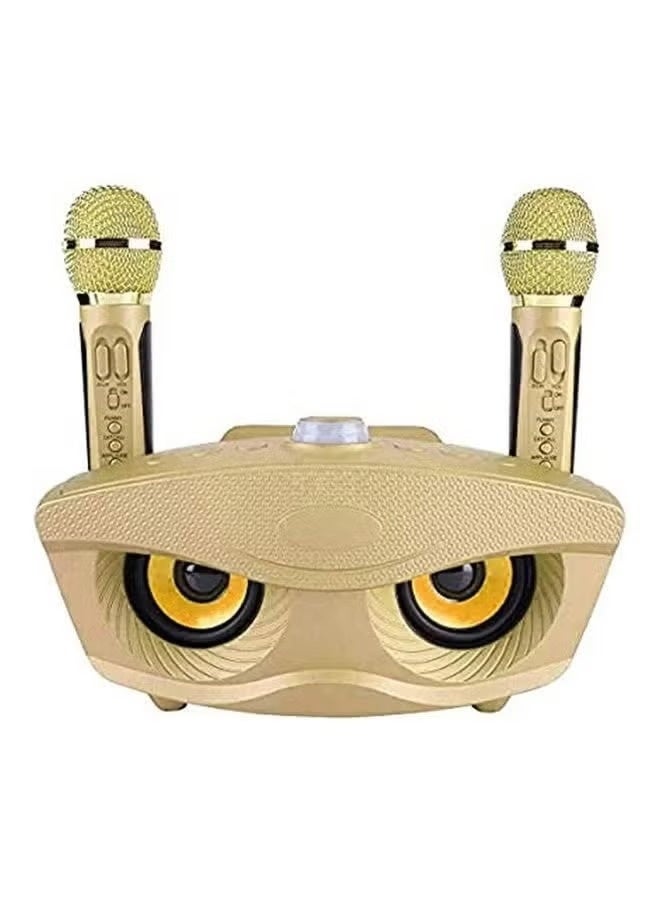 SDRD Portable Karaoke Machine Wireless tooth Speaker with 2 Mircophones Home Karaoke Support AUX TF Card U Disk sda85s4dac1 Gold - Image 1
