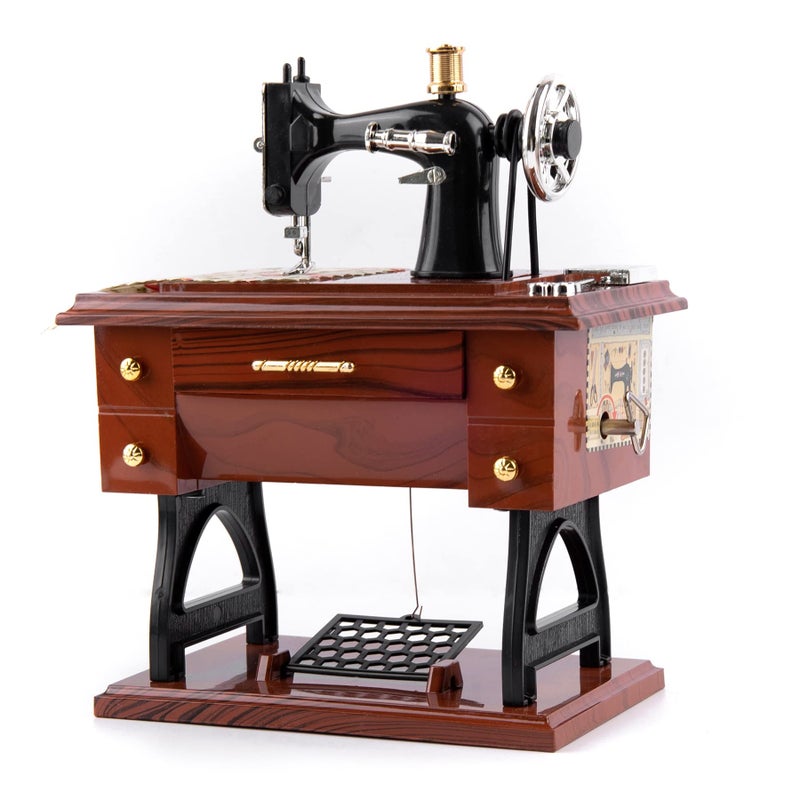 Framendino Framendino Vintage Sewing Machine Jewelry Clockwork Music Boxes for Home Desk Decoration 