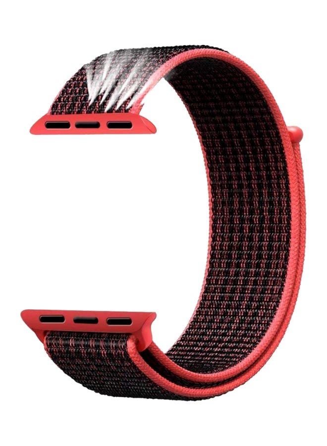 NIBEMINENT Replacement Band For Apple Watch Series 1/2/3/4 40mm/38mm Black Red - Image 1