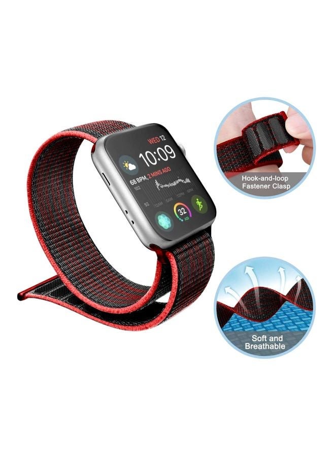 NIBEMINENT Replacement Band For Apple Watch Series 1/2/3/4 40mm/38mm Black Red - Image 3