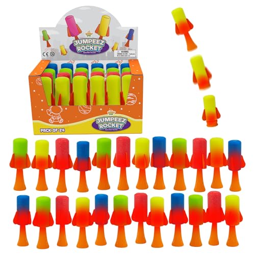 IPIDIPI TOYS Jumpeez LED Jumping Rocket Poppers 24Pack Light Up Spring Launcher Toys Easter Basket Stuffers for Kids Birthday Party Favors Goodie Bag Stuffers Easter Egg Fillers - Image 1