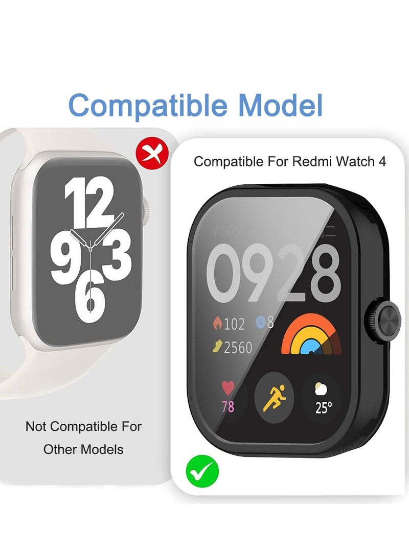 Case Compatible for Redmi Watch 4 With Tempered Glass Screen Protector TPU Full Coverage Plated Watch Protective Cover Bumper Shell Cover (Transparent) - Image 2