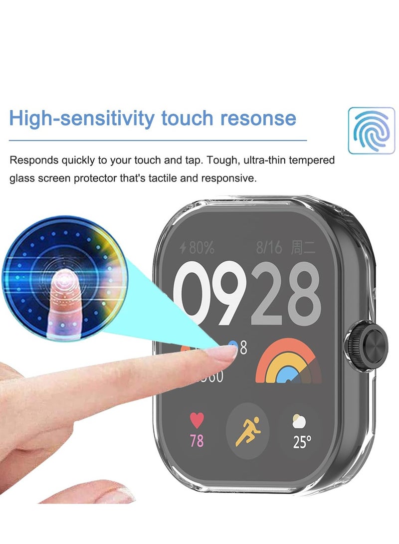Case Compatible for Redmi Watch 4 With Tempered Glass Screen Protector TPU Full Coverage Plated Watch Protective Cover Bumper Shell Cover (Transparent) - Image 5