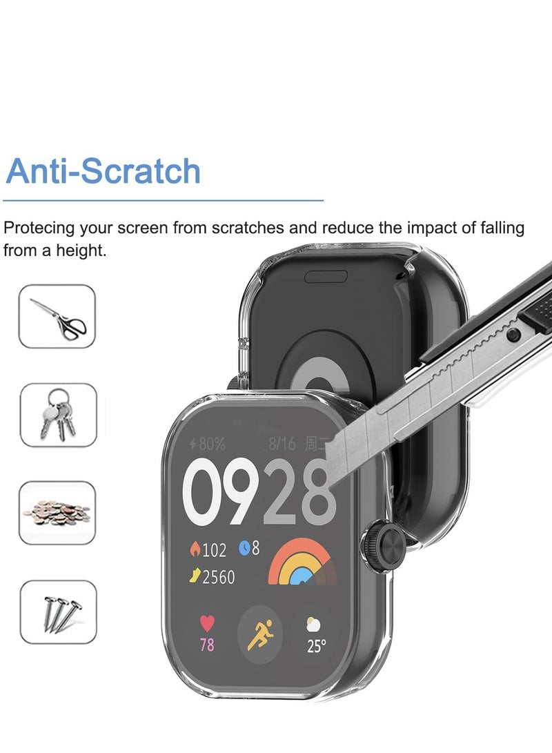 Case Compatible for Redmi Watch 4 With Tempered Glass Screen Protector TPU Full Coverage Plated Watch Protective Cover Bumper Shell Cover (Transparent) - Image 4