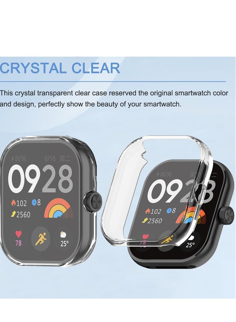 Case Compatible for Redmi Watch 4 With Tempered Glass Screen Protector TPU Full Coverage Plated Watch Protective Cover Bumper Shell Cover (Transparent) - Image 3