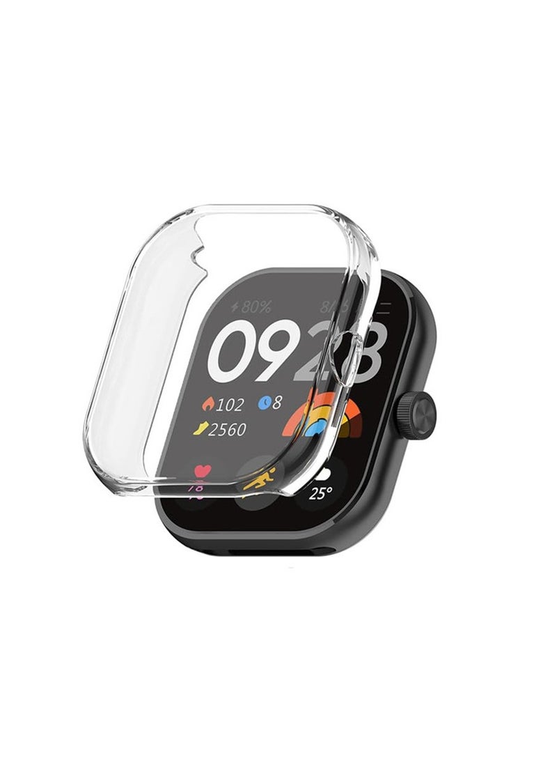 Case Compatible for Redmi Watch 4 With Tempered Glass Screen Protector TPU Full Coverage Plated Watch Protective Cover Bumper Shell Cover (Transparent) - Image 1