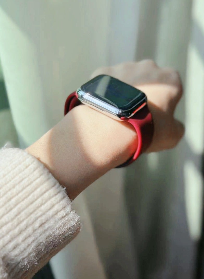 Apple Watch Band 38mm/40mm/41mm Silicone Sport Watch Strap (Wine Red) - Image 2