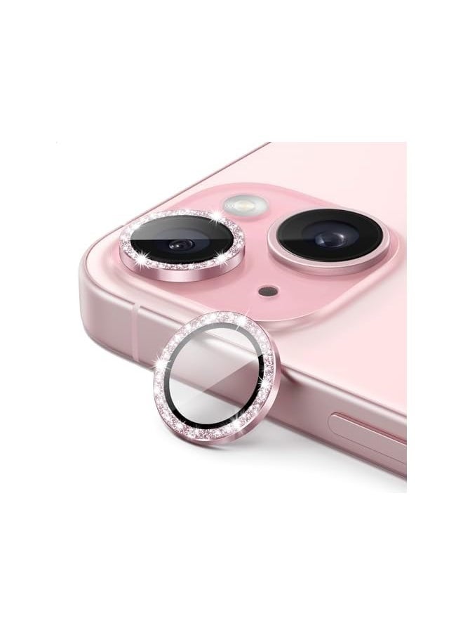 Camera Lens Protector for iPhone 15 6.1-Inch and iPhone 15 Plus 6.7-Inch, Bling Glitter Individual 9H Tempered Glass Metal Ring Cover, HD Clear, 1 Set (Pink) - pzsku/Z65B88A9EC6D43764AC8DZ/45/_/1736248803/7c49f905-a705-4bd2-833f-c19734a3ec22