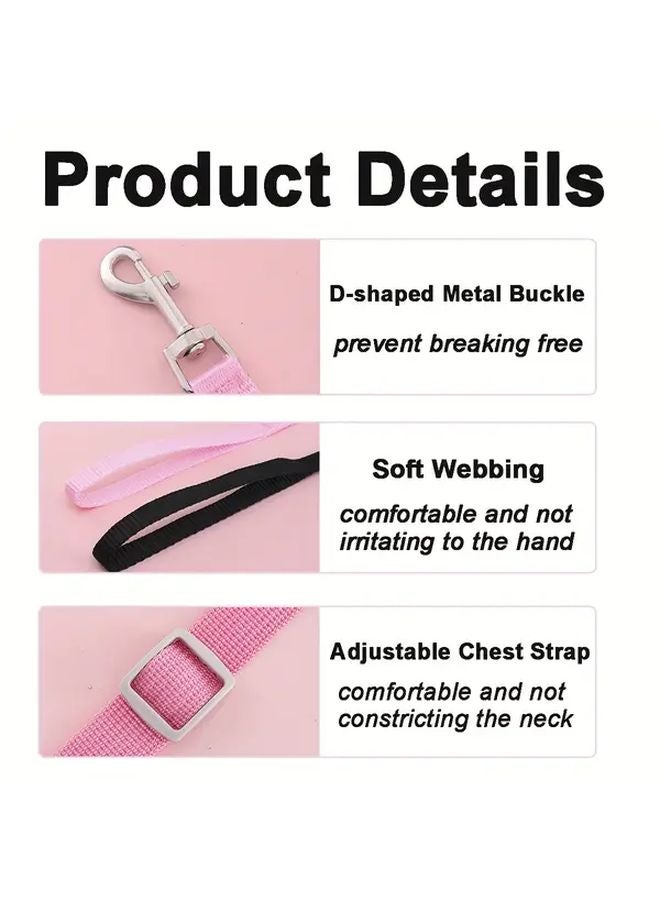 مجموعة هارنس وسلسلة للحيوانات الأليفة باللون الوردي بتصميم الدانتيل الذهبي، ناعمة وتسمح بالتهوية للكلاب الصغيرة والمتوسطة - Image 4