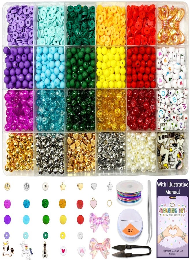 STEMTICS Bracelet Making Set for Girls Age 8-12 Years Old with Beads and Charms | Stylish Jewellery Birthday Gift Kit for Girl Kids 8, 9, 10, 11, 12 Year Old (Rainbow) - Image 1