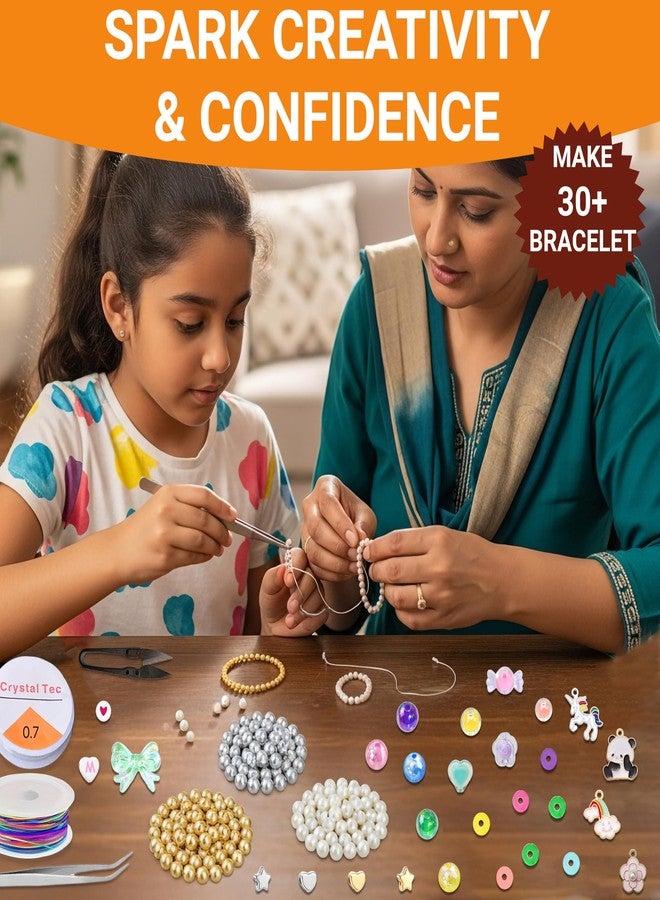 STEMTICS Bracelet Making Set for Girls Age 8-12 Years Old with Beads and Charms | Stylish Jewellery Birthday Gift Kit for Girl Kids 8, 9, 10, 11, 12 Year Old (Rainbow) - Image 3