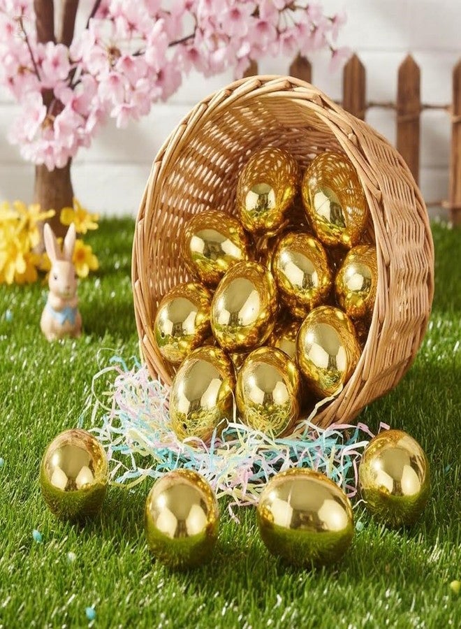 Kiddokids 12 Shiny Golden Easter Eggs - 2.25" Metallic Gold Hinged Eggs for Filling Treats, Basket Stuffers, Surprise Eggs, Easter Egg Hunt, Easter Theme Party Favors, Easter Egg Hunt Games Decorations - Image 2