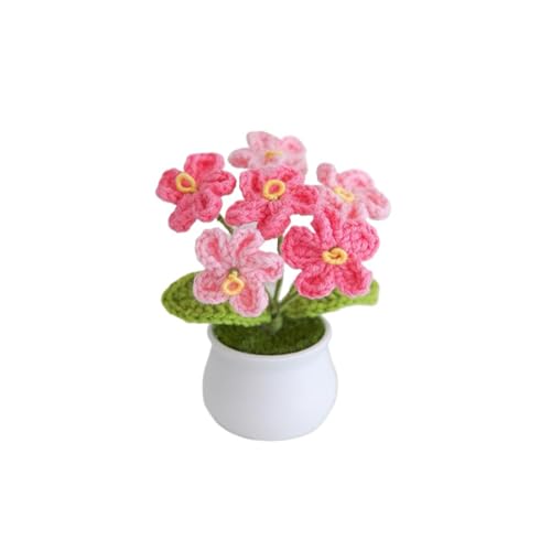 MofivKce Crochet Forget-Me-Not Potted Plants Handmade Artificial Flowers for Home Decor, Wedding, Birthday Gift for Friends and Family (Gradient Pink) - Image 1