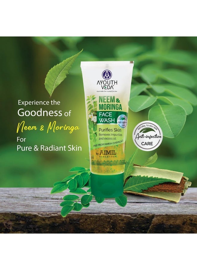 AYOUTHVEDA Neem & Moringa Skin Purifying Face Wash For Acne & Pimples | Remove Excess Oil & Pulls Out Deep-Seated Dirt & Impurities (Pack Of 2: 50G Each)  - Image 1