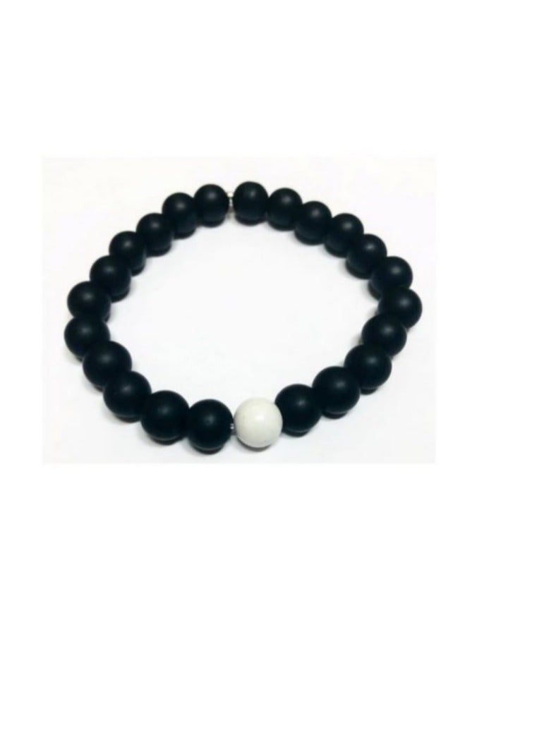 RA accessories Unisex Bracelet Of Off-White & Black Onyx - Image 1
