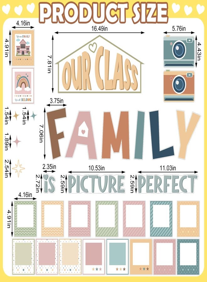 Watersay 52 Pcs Boho Bulletin Board Decor for Classroom, Our Class is a Family Picture Frame Bulletin Board Set for Teachers Chalkboard School Home Door Decor - Image 2