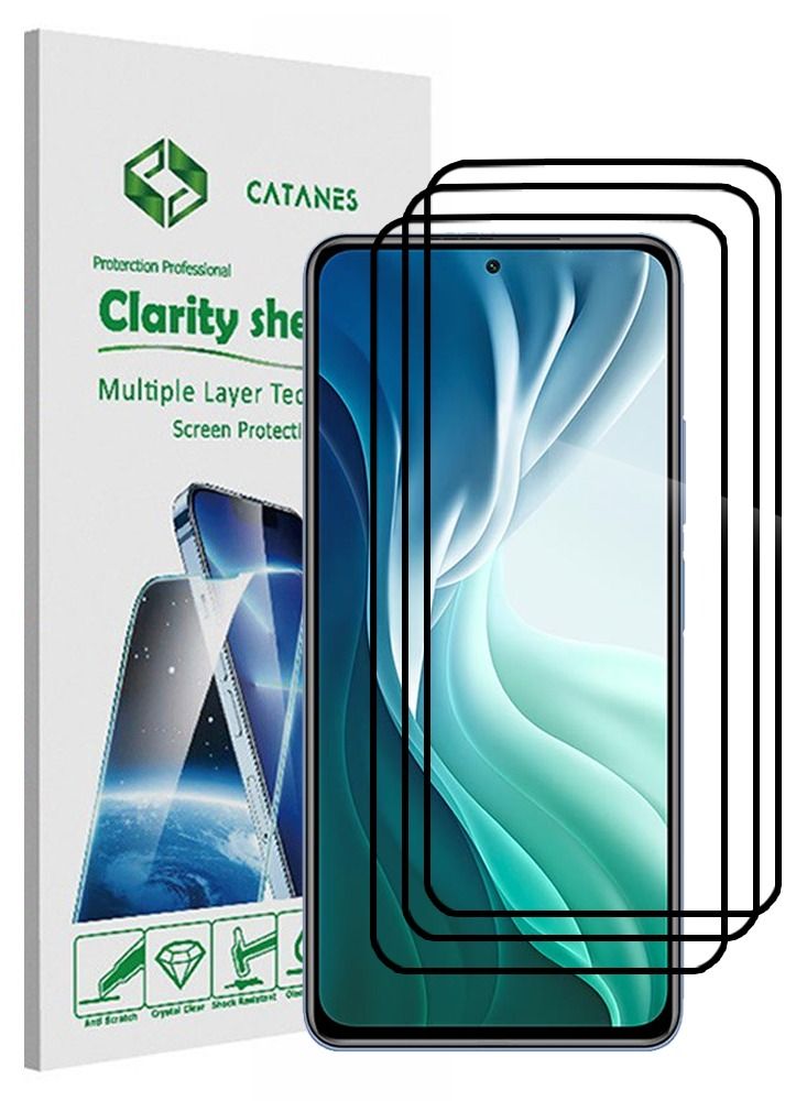 CATANES 3 Pack For Xiaomi Mi 11i Screen Protector Tempered Glass Full Glue Back - Image 1