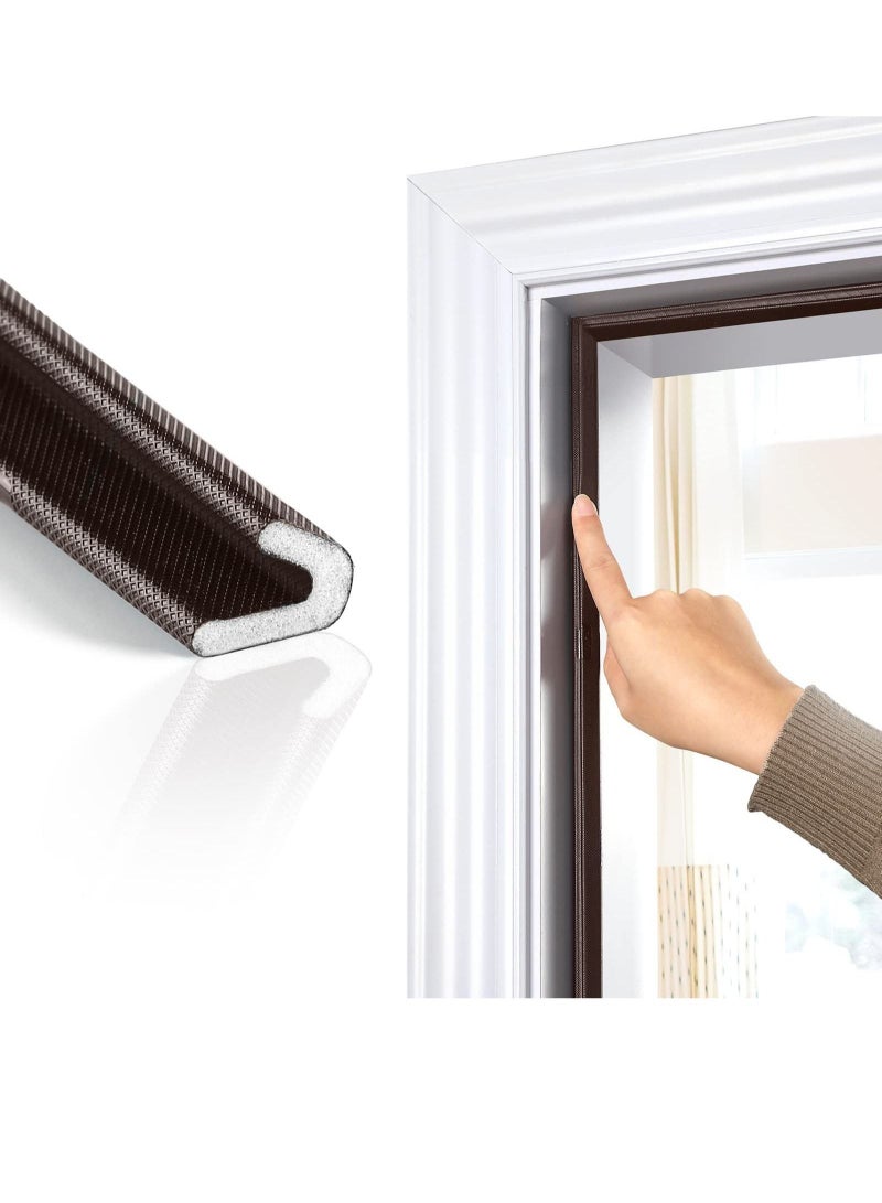 SYOSI Weather Stripping Door Seal Strip, Self-Adhesive V Shape PU Foam Weather Strip for Door/Windows, 19.7 Feet Long Door Frame Seal Door Insulation Anti Collision Soundproof - Image 1