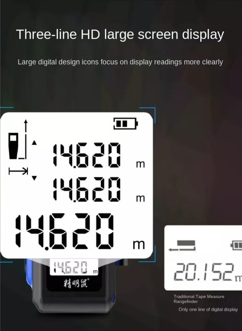 NOYAFA 2 in 1 Digital Laser Tape Measure, 197Ft/60M Laser Measurement & 16Ft/5M Measuring Tape with AutoLock and Audio Prompt, Measuring Area Volume, M/in/Ft Unit, Laser Distance Meter with LCD Display - Image 4