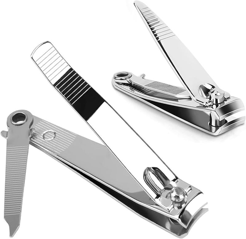 ToolHouse 2 Piece Nail Clippers Set, Stainless Steel Fingernail Clippers, with Nail File, Sharp Nail Cutters for Men, Women, Seniors, and Kids (Silver) - Image 1